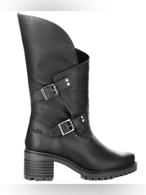 Bos & co black leather motorcycle boots- size 38